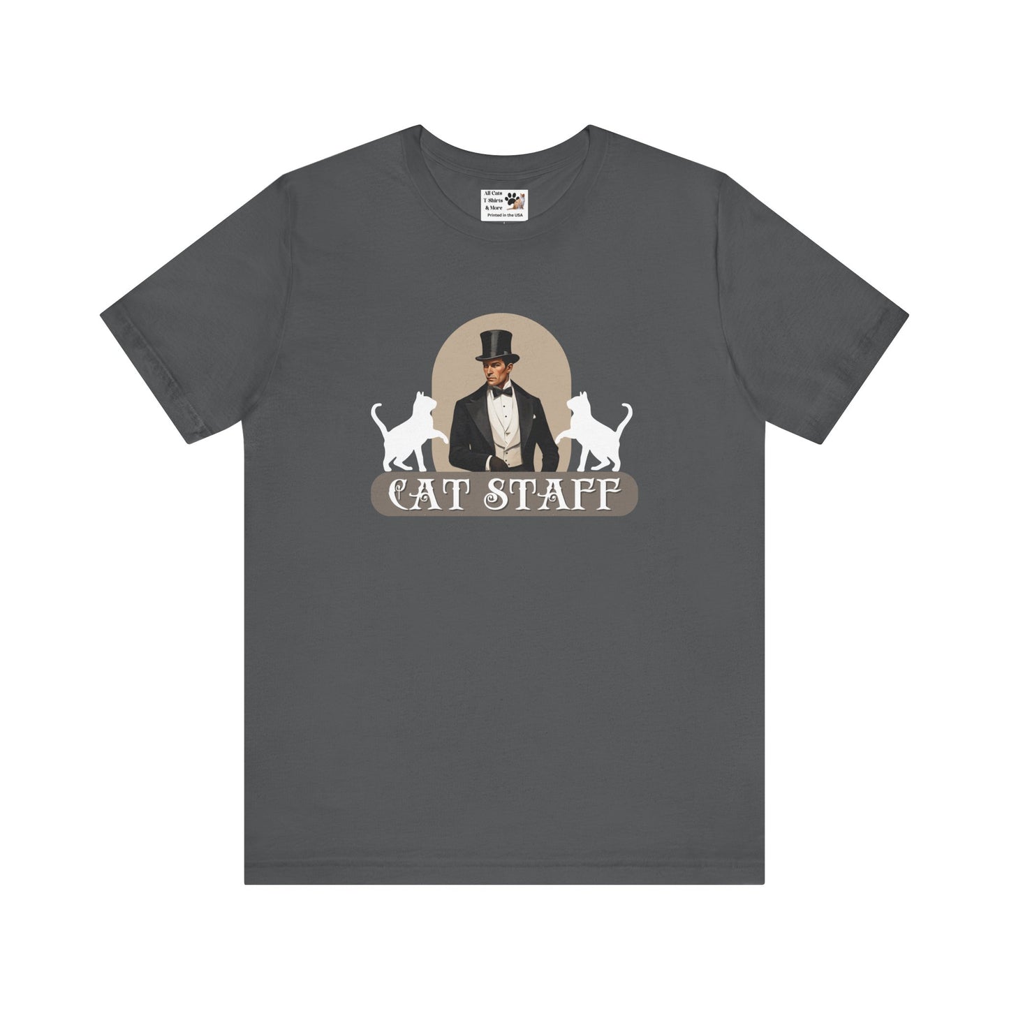 Cat Staff T-Shirt - ("Victorian Era Style" - Unisex Jersey Tee - Perfect for Cat Lovers)
