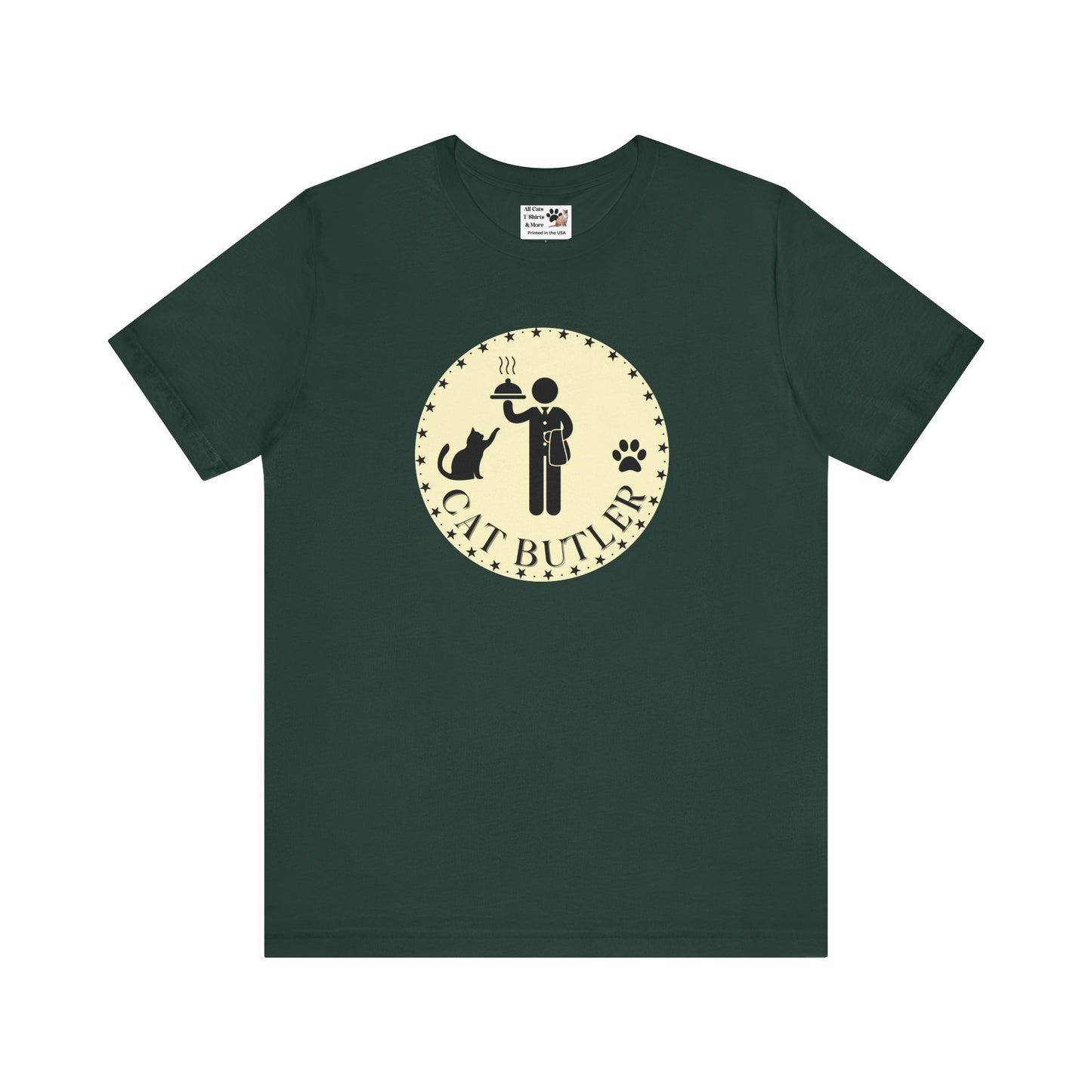 Cat Butler T-Shirt - (Unisex Jersey Tee - Perfect for Cat Lovers)