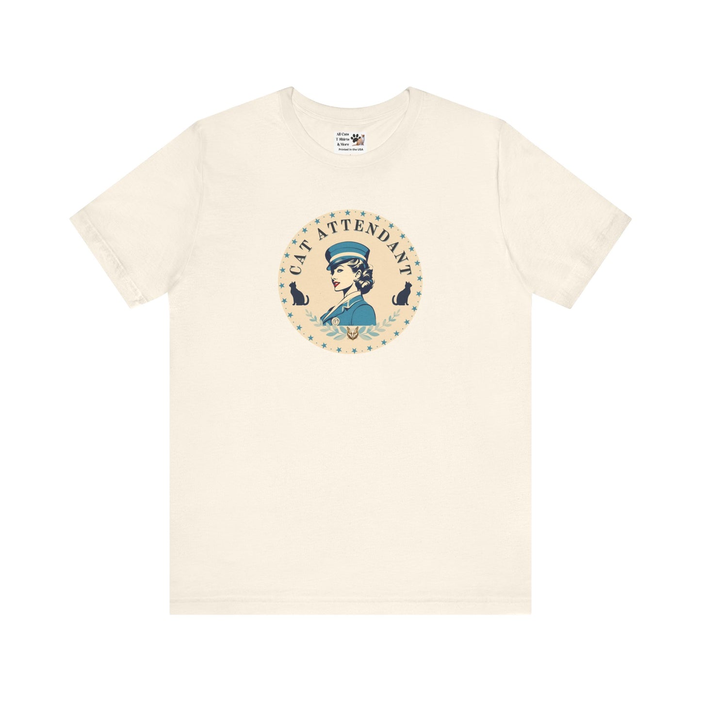 Vintage Style "Cat Attendant" T-Shirt - (Unisex Jersey Short Sleeve Tee - Perfect Gift for Cat Lovers!)