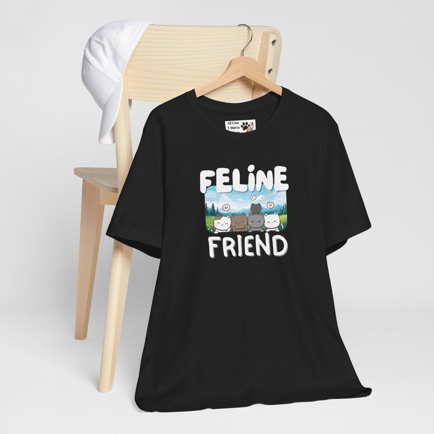 Feline Friend Graphic T-Shirt - (Cute Unisex Cat Tee)