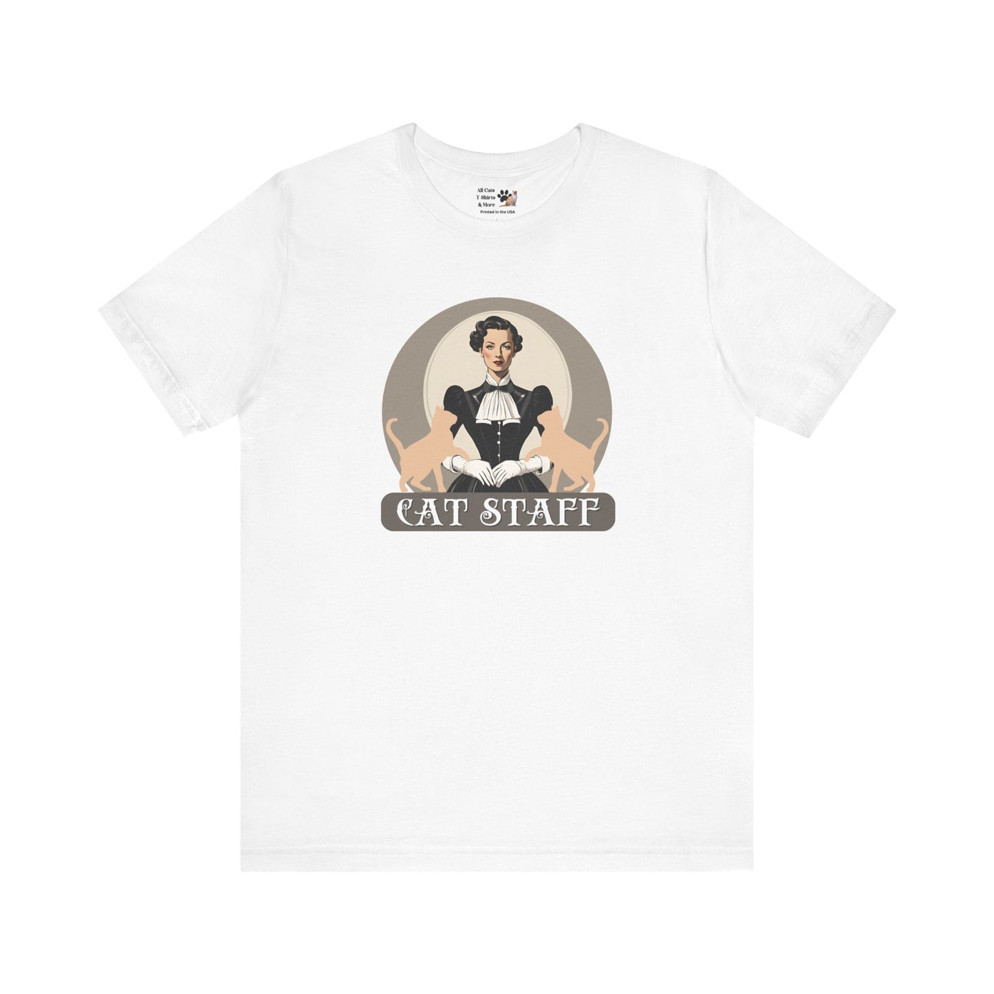 Cat Staff T-Shirt - ("Victorian Era Style" - Unisex Jersey Tee - Perfect for Cat Lovers)