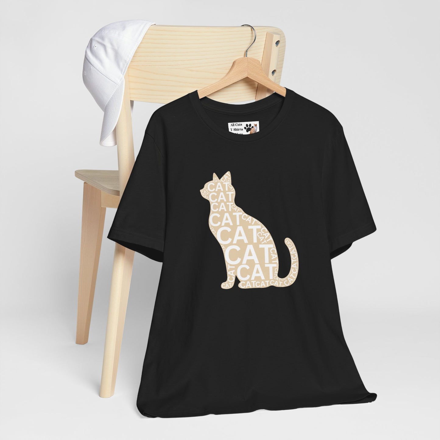 "CAT in a Cat, T-Shirt" - (Playful Beige Cat Design, Cat Lover Unisex Jersey Short Sleeve Tee - Purr-fect Gift!)
