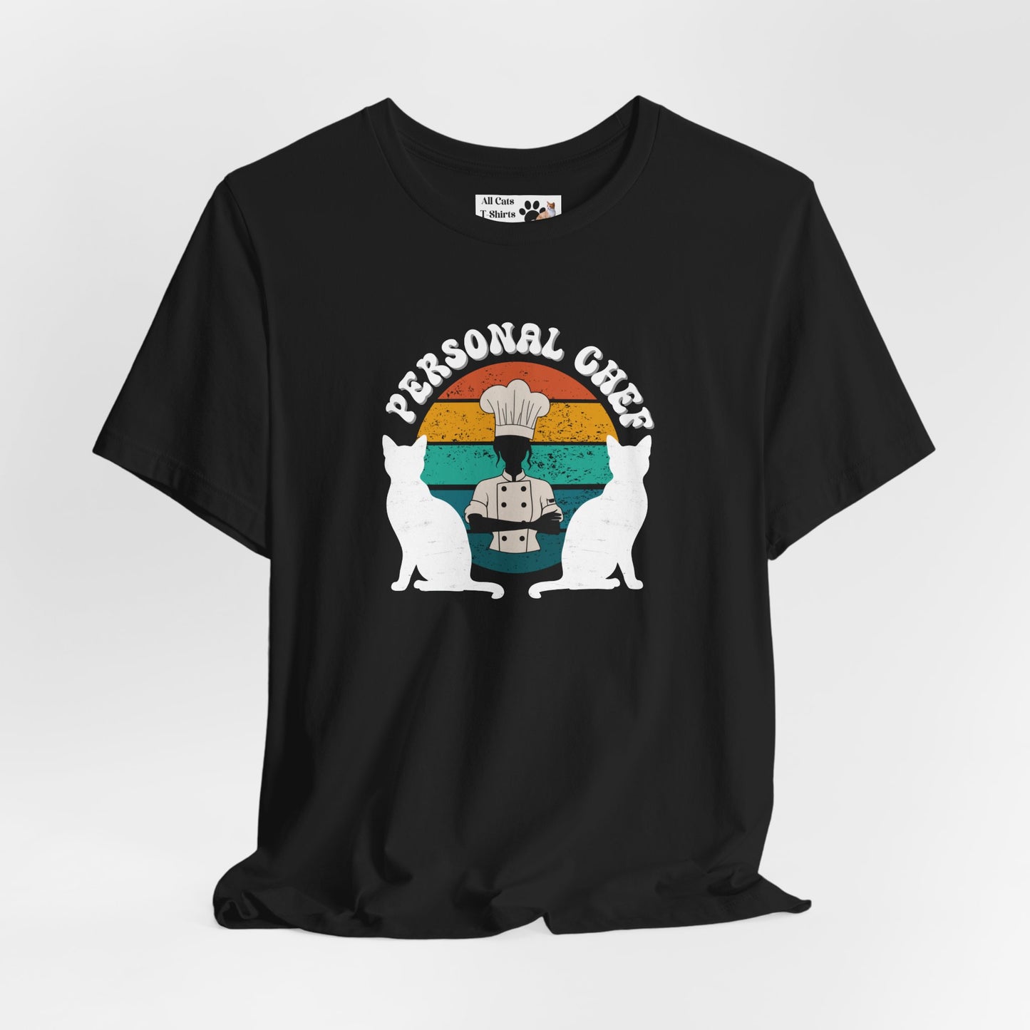 Personal Chef for Cats T-Shirt (#20 - Distressed Style Vintage Sunset, Unisex Jersey Tee)