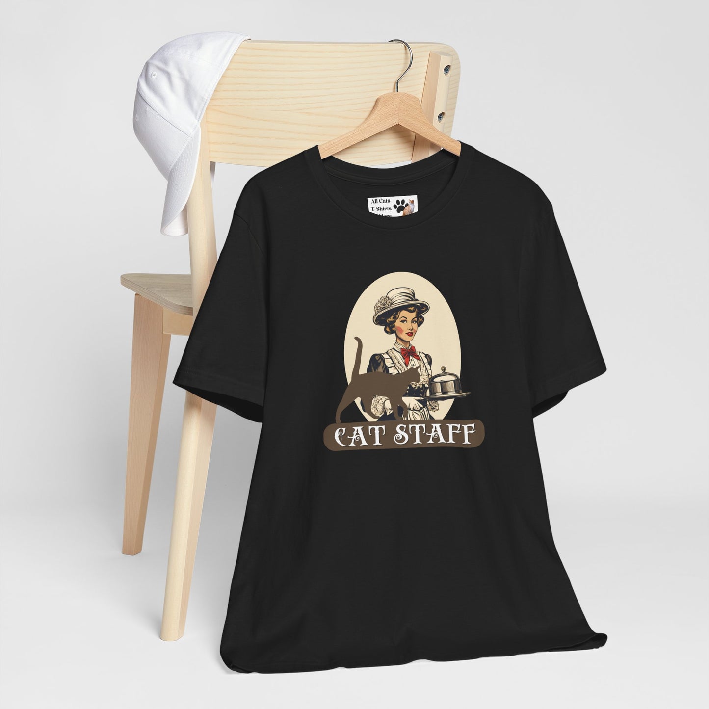 Cat Staff T-Shirt - ("Victorian Era Style" - Unisex Jersey Tee - Perfect for Cat Lovers)