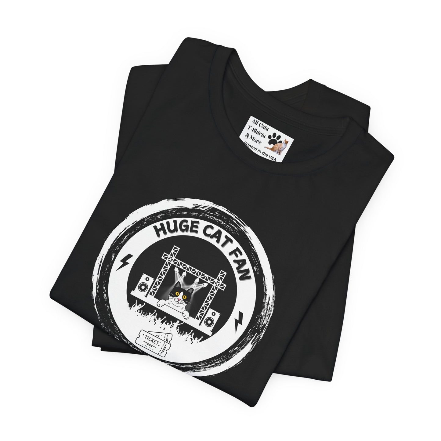 Huge Cat Fan "Brushed Circle Style" T-Shirt - (Fun Unisex Jersey Cat Lover Tee)