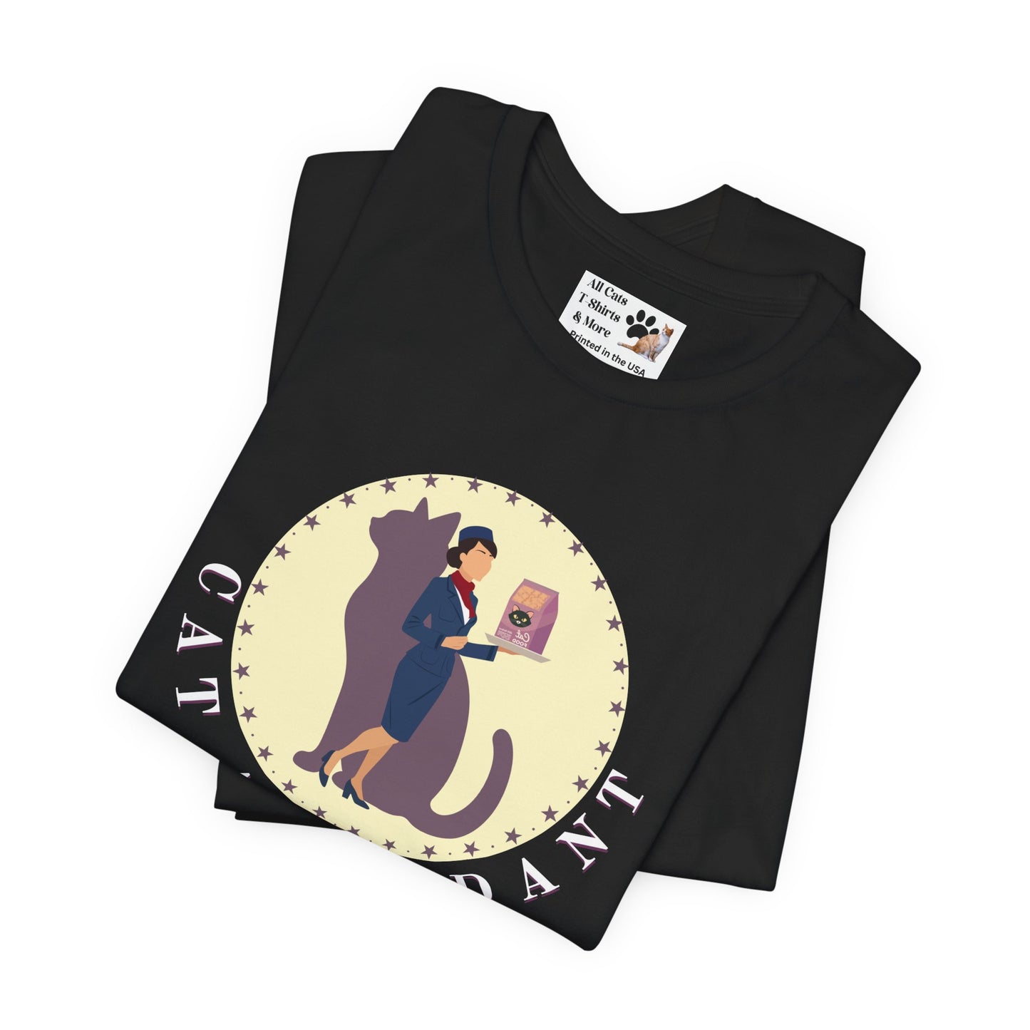 Fun "Cat Attendant" T-Shirt - (Unisex Jersey Short Sleeve Tee - Perfect Gift for Cat Lovers!)