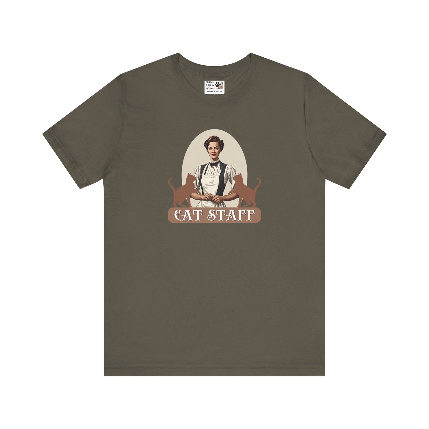 Cat Staff T-Shirt - ("Victorian Era Style" - Unisex Jersey Tee - Perfect for Cat Lovers)