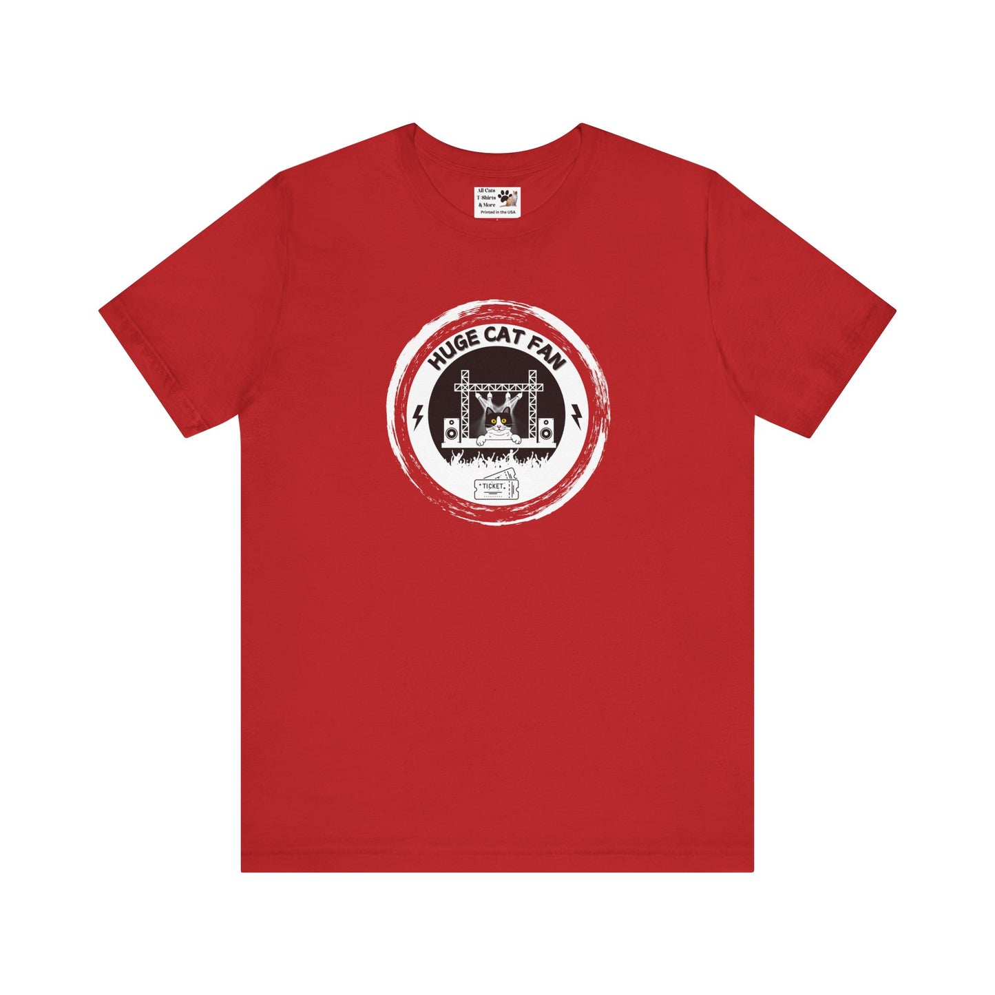 Huge Cat Fan "Brushed Circle Style" T-Shirt - (Fun Unisex Jersey Cat Lover Tee)