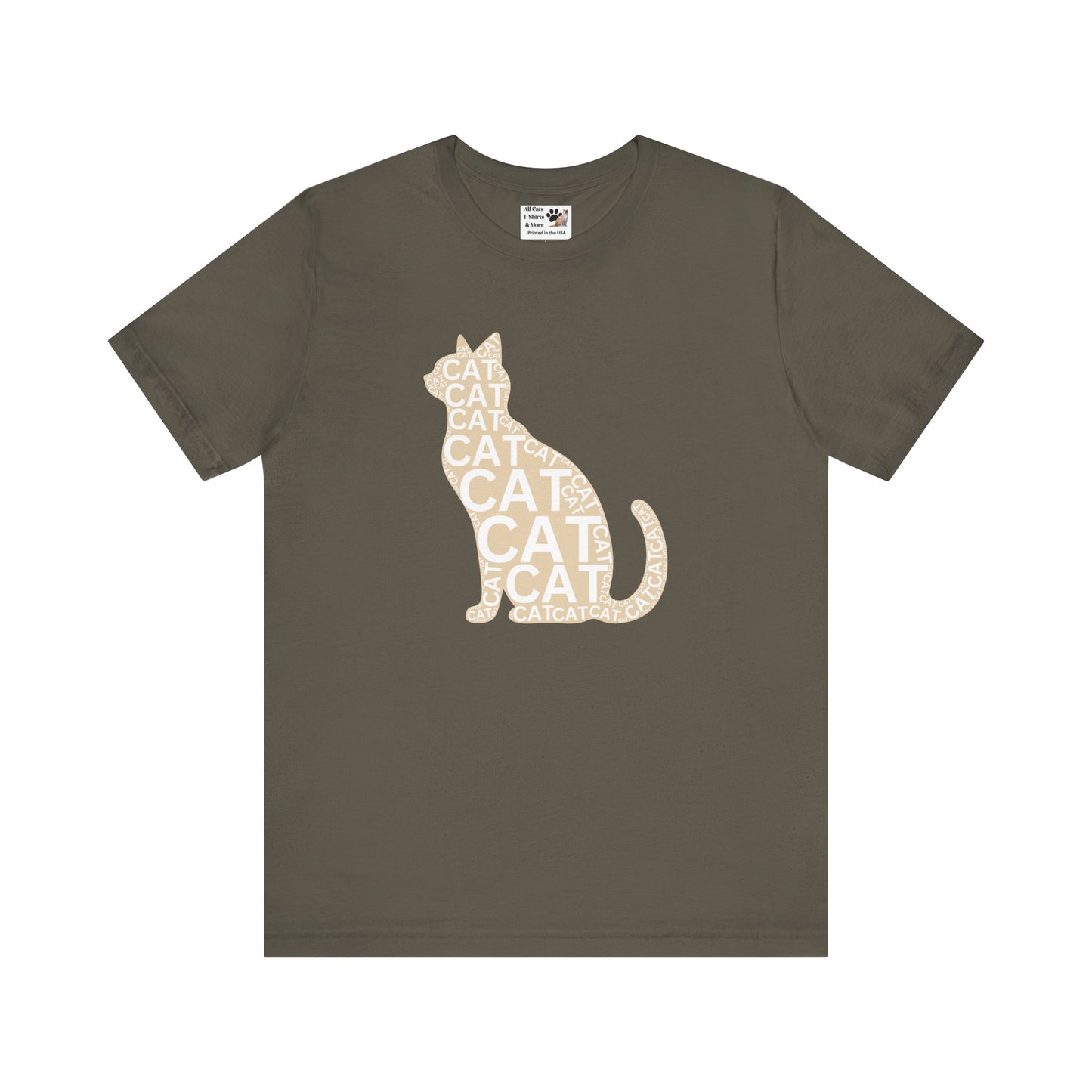 "CAT in a Cat, T-Shirt" -  (Playful Beige Cat Design, Cat Lover Unisex Jersey Short Sleeve Tee - Purr-fect Gift!)