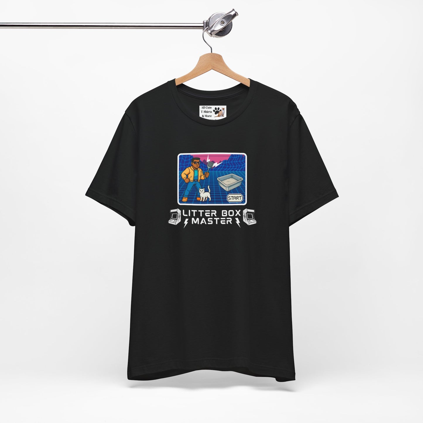 Litter Box Master T-Shirt [Tee #1] - (Funny Retro "Cat Litter Scooping Arcade Game" T-Shirt)