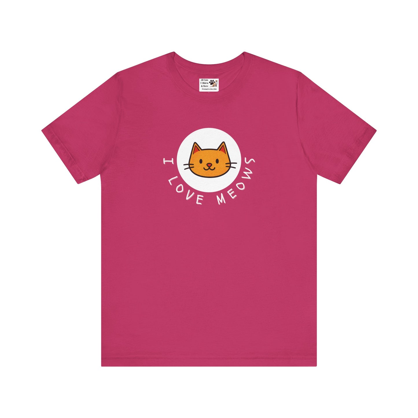 I Love Meows Cat T-Shirt - (Tee #5, Cute Orange Cat Graphic T-Shirt)