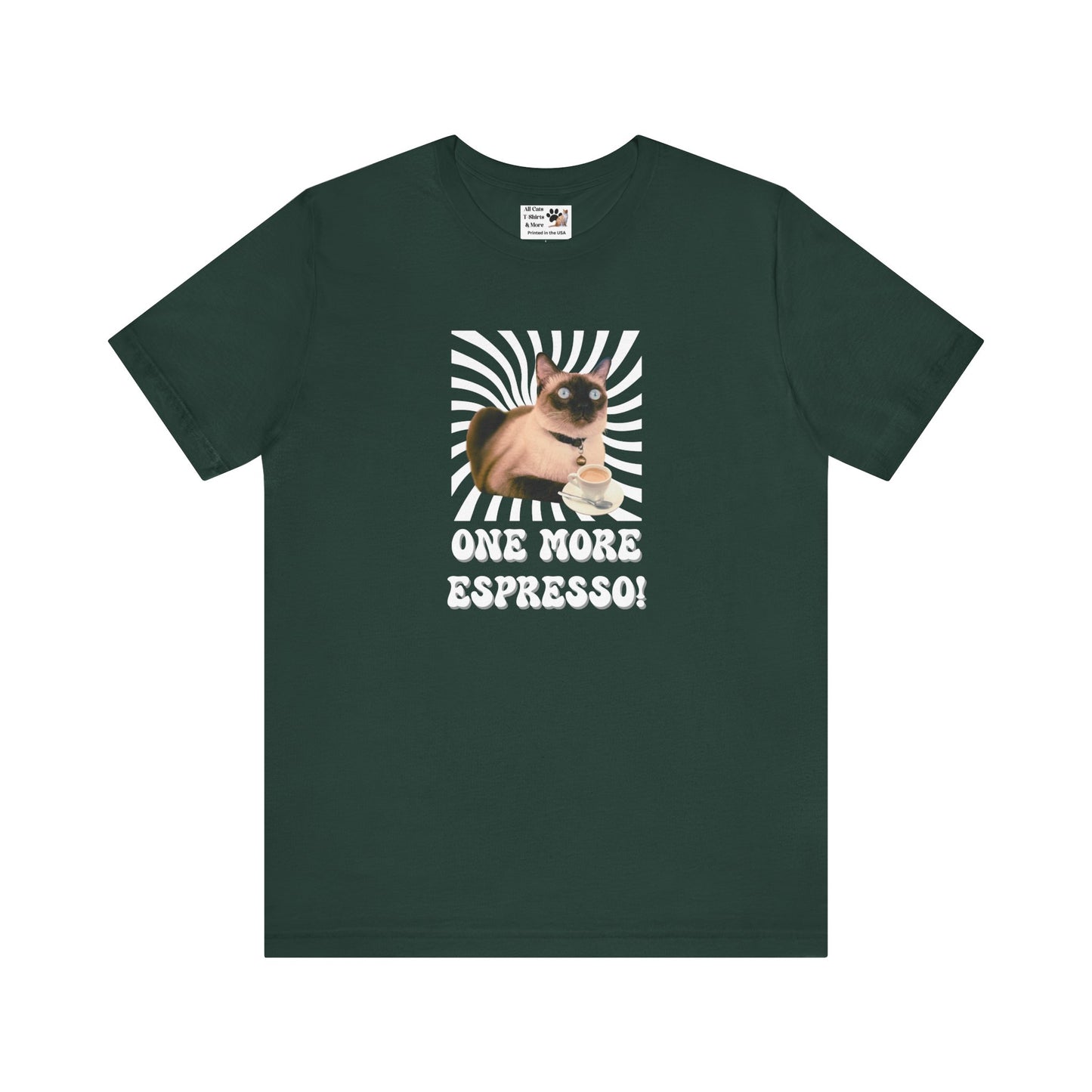 One More Espresso! - (Cat & Coffee T-Shirt #2, Color)