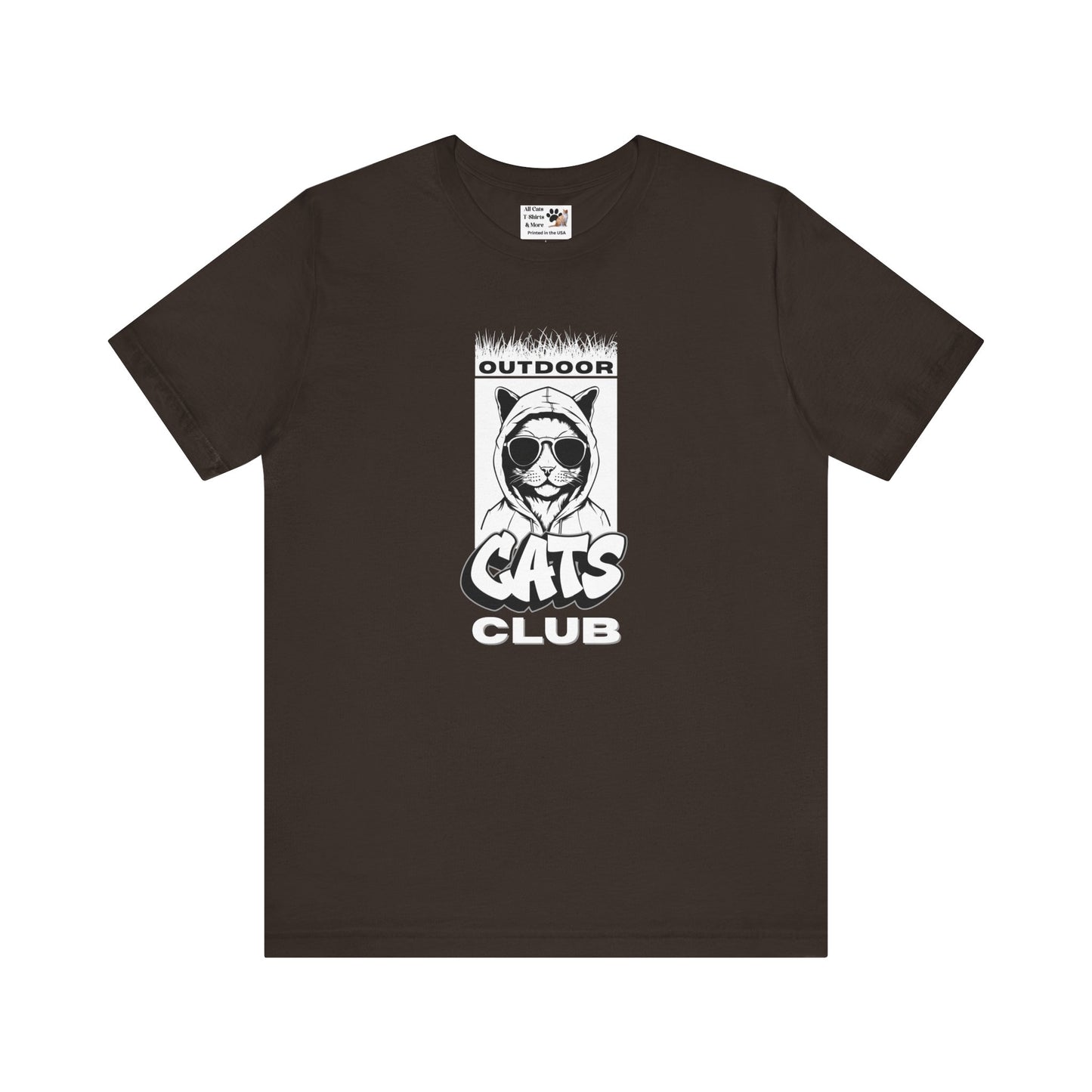 Outdoor Cats Club T-Shirt - (Unisex Jersey Short Sleeve Graphic Tee for Cat Lovers)