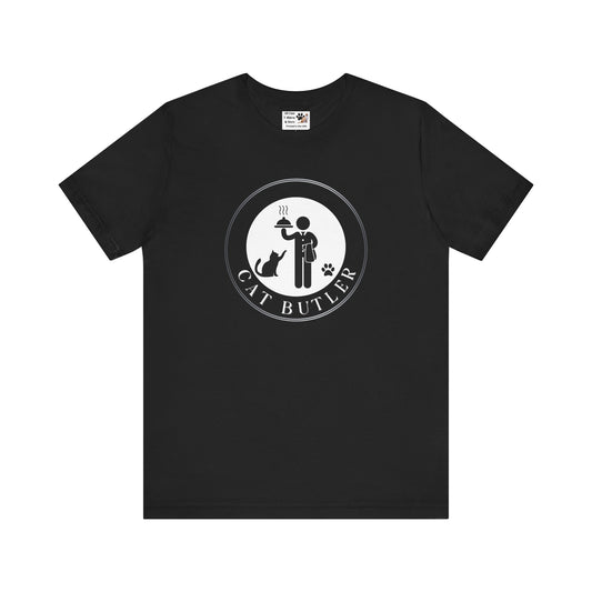 "Cat Butler" T-Shirt - With Black & White Graphic - (Unisex Jersey Short Sleeve Tee - Perfect Gift for Cat Lovers!)