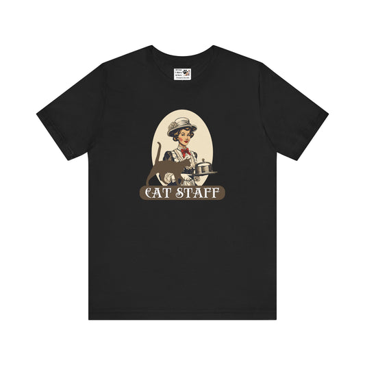 Cat Staff T-Shirt - ("Victorian Era Style" - Unisex Jersey Tee - Perfect for Cat Lovers)
