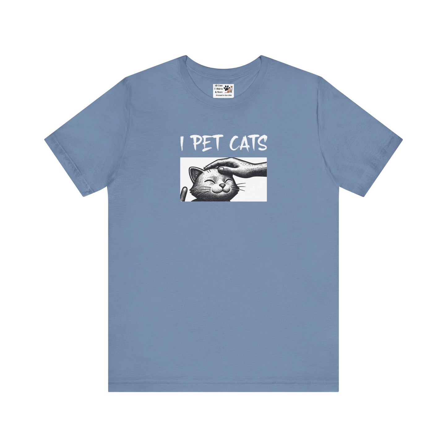 I Pet Cats T‑Shirt - (Cute Cat Head Patting Tee for Cat Lovers)