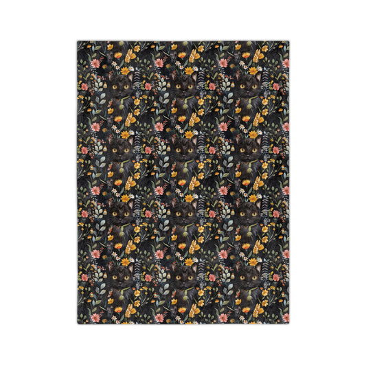 Cat & Flowers Blanket | Cozy Microfiber Blanket, Cat Lover Gift, Floral Throw, Home Decor
