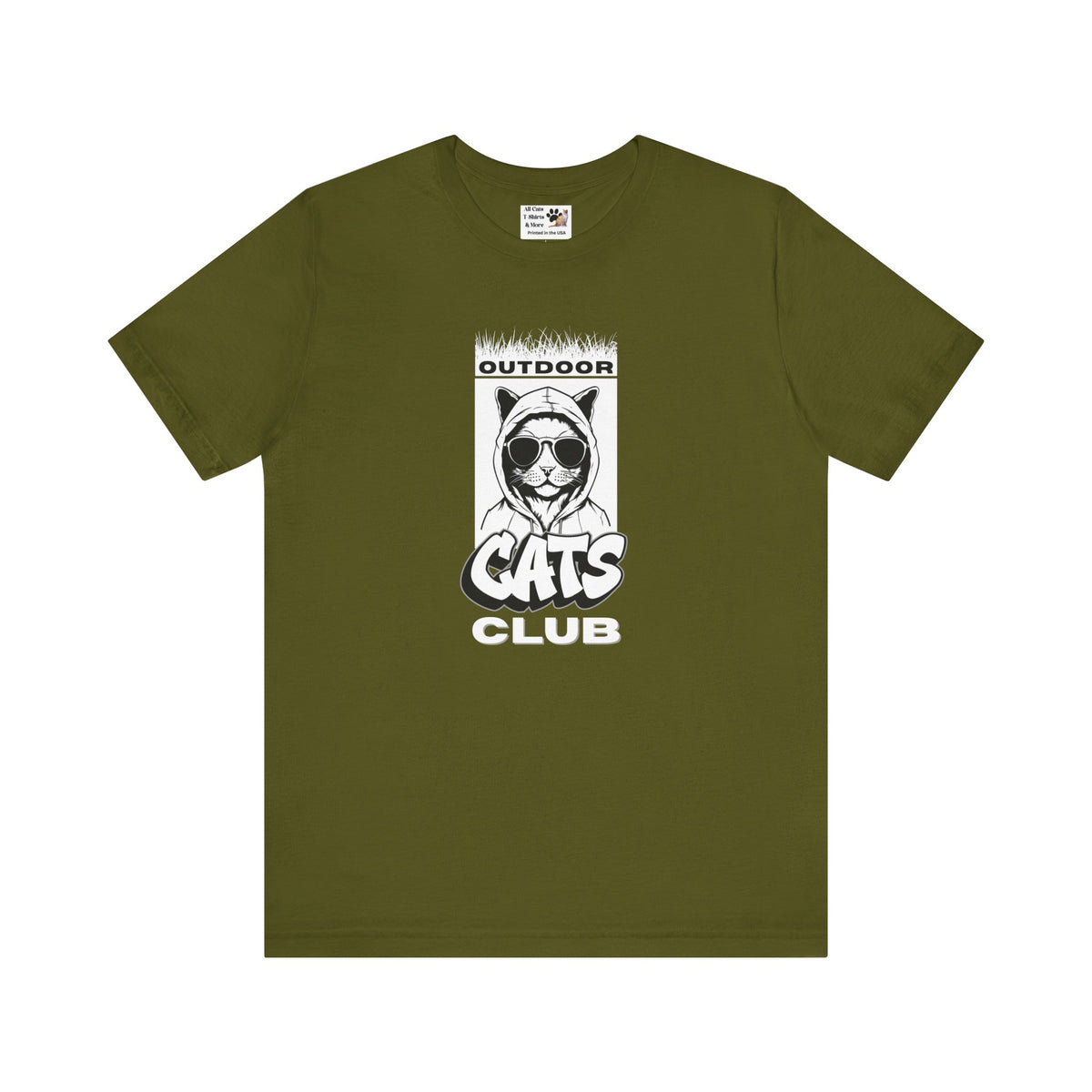 Outdoor Cats Club T-Shirt - (Unisex Jersey Short Sleeve Graphic Tee for Cat Lovers)