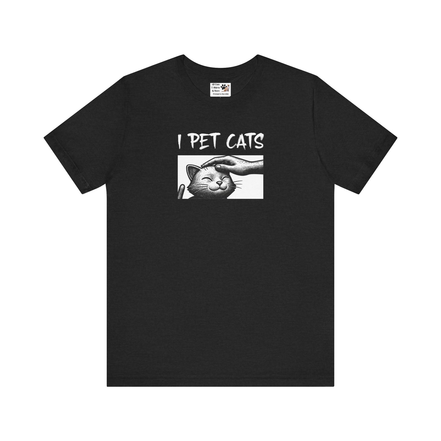 I Pet Cats T‑Shirt - (Cute Cat Head Patting Tee for Cat Lovers)