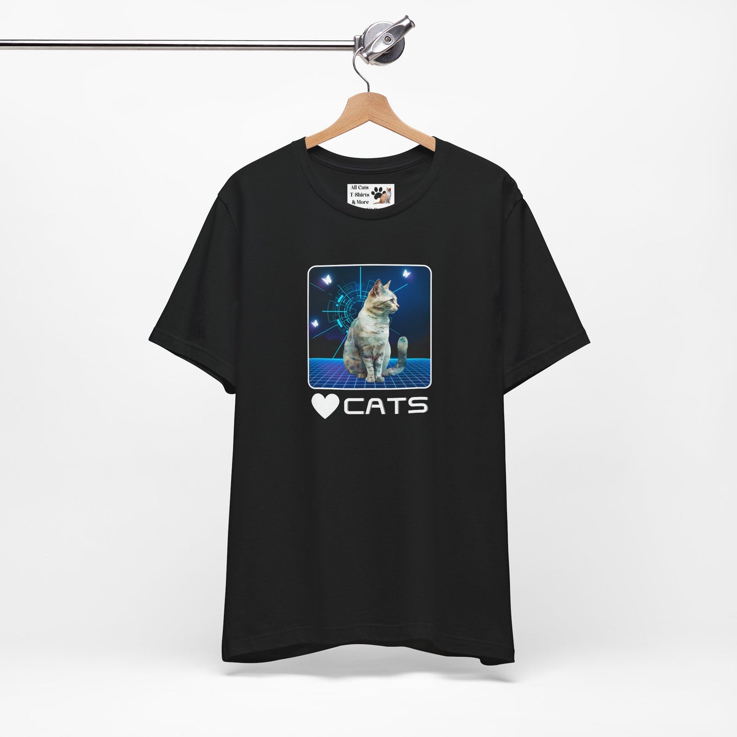 "Heart Cats" or "Love Cats" Retro T‑Shirt  - (Futuristic Vintage Style Fun Cat Tee #1)