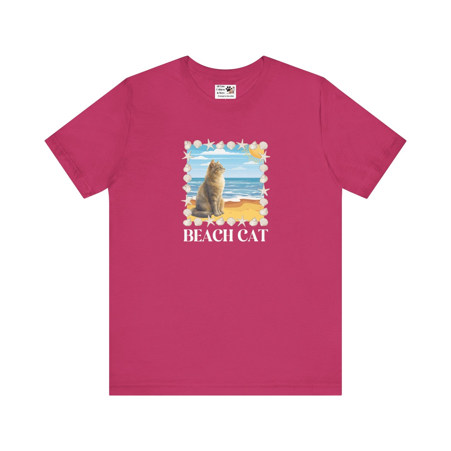 Beach Cat T-Shirt - (Vintage Coastal Cat Graphic Tee)