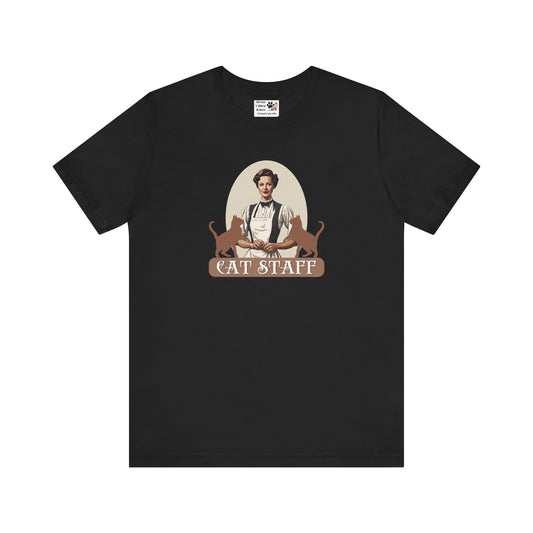 Cat Staff T-Shirt - ("Victorian Era Style" - Unisex Jersey Tee - Perfect for Cat Lovers)