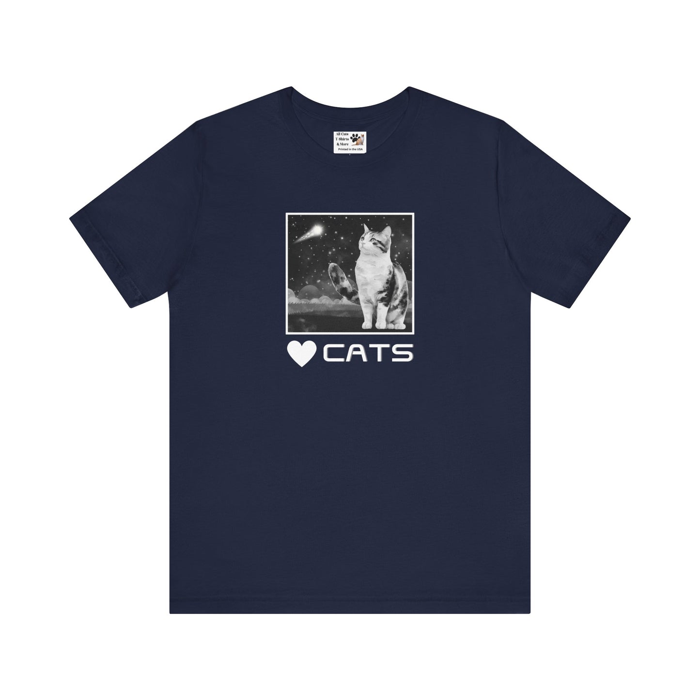 "Heart Cats" or "Love Cats" T-Shirt #2 - (Cat and Starry Sky Tee)