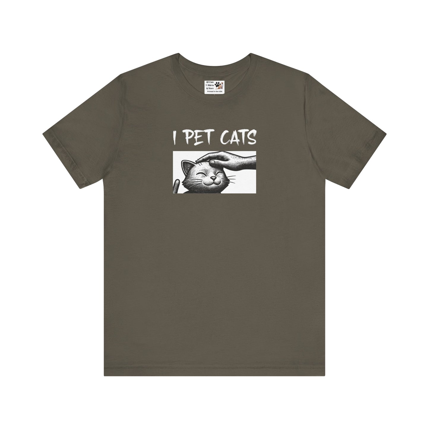 I Pet Cats T‑Shirt - (Cute Cat Head Patting Tee for Cat Lovers)
