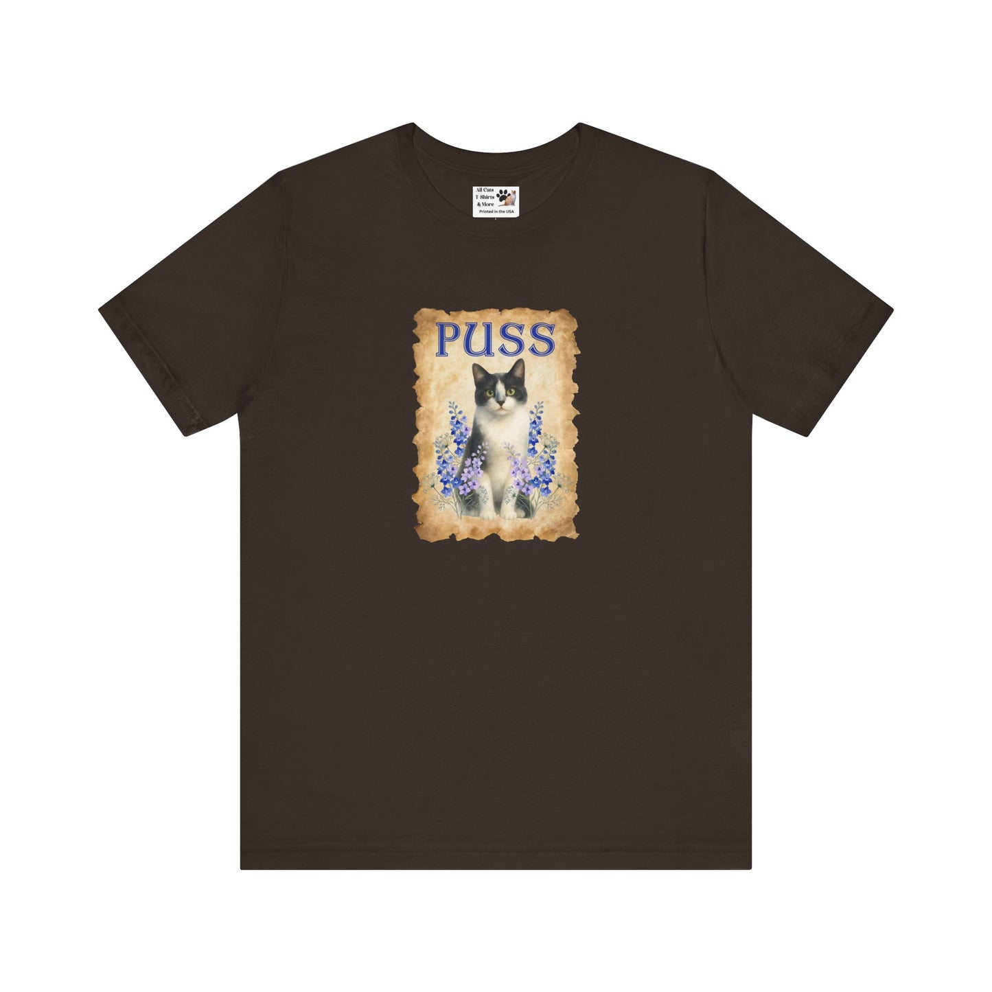 "Puss" Vintage Floral Cat T-Shirt - (Pussycat Graphic Tee)