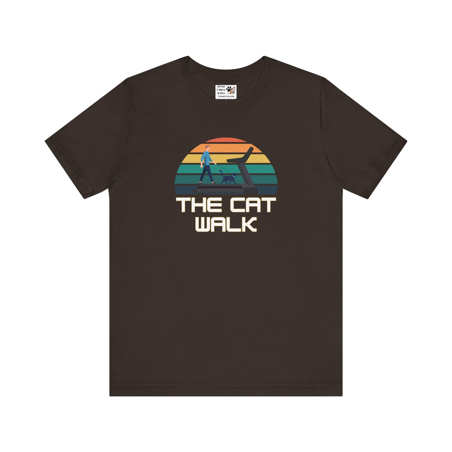 The "Cat Walk" Colorful Vintage Sunset T-Shirt [#2] - (Cat Fan Tee, Funny Cat Shirt, Retro Cat Owner Gift)