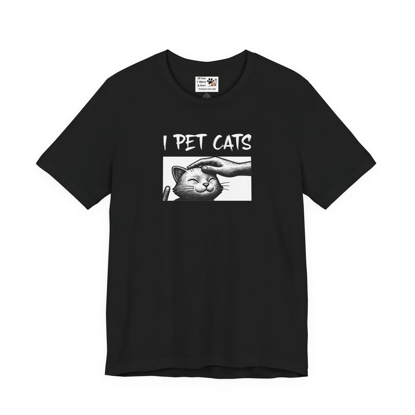 I Pet Cats T‑Shirt - (Cute Cat Head Patting Tee for Cat Lovers)