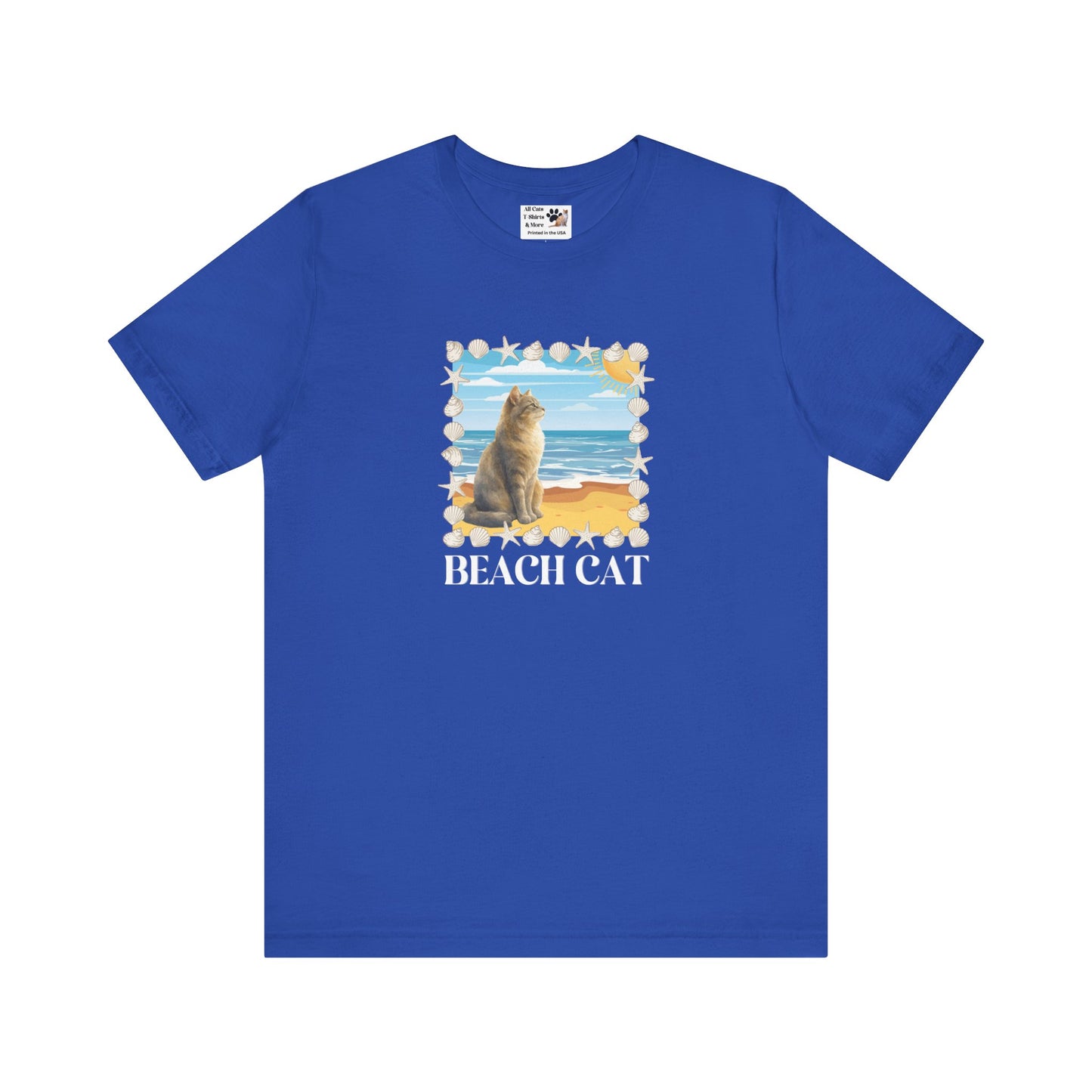 Beach Cat T-Shirt - (Vintage Coastal Cat Graphic Tee)