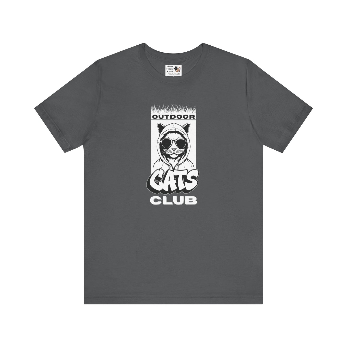 Outdoor Cats Club T-Shirt - (Unisex Jersey Short Sleeve Graphic Tee for Cat Lovers)