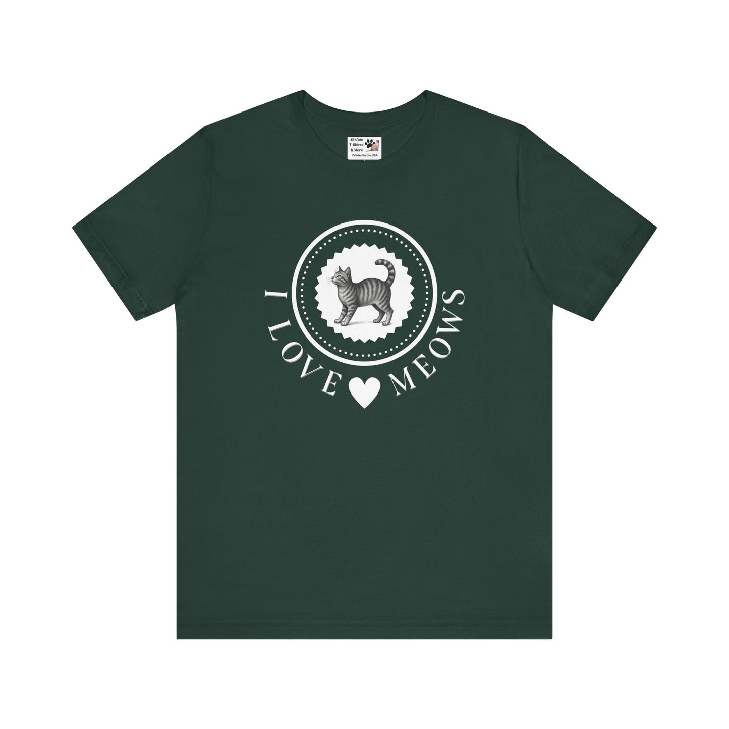 I Love Meows Cat T-Shirt - (Tee #4, Cute Retro Kitty Graphic Tee for Cat Lovers)