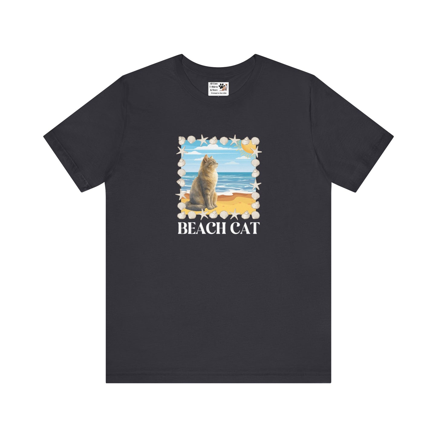 Beach Cat T-Shirt - (Vintage Coastal Cat Graphic Tee)