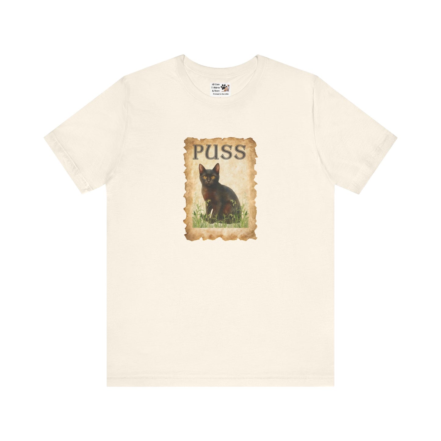 "Puss" Vintage Black Cat T-Shirt - (Pussycat Graphic Tee #2)