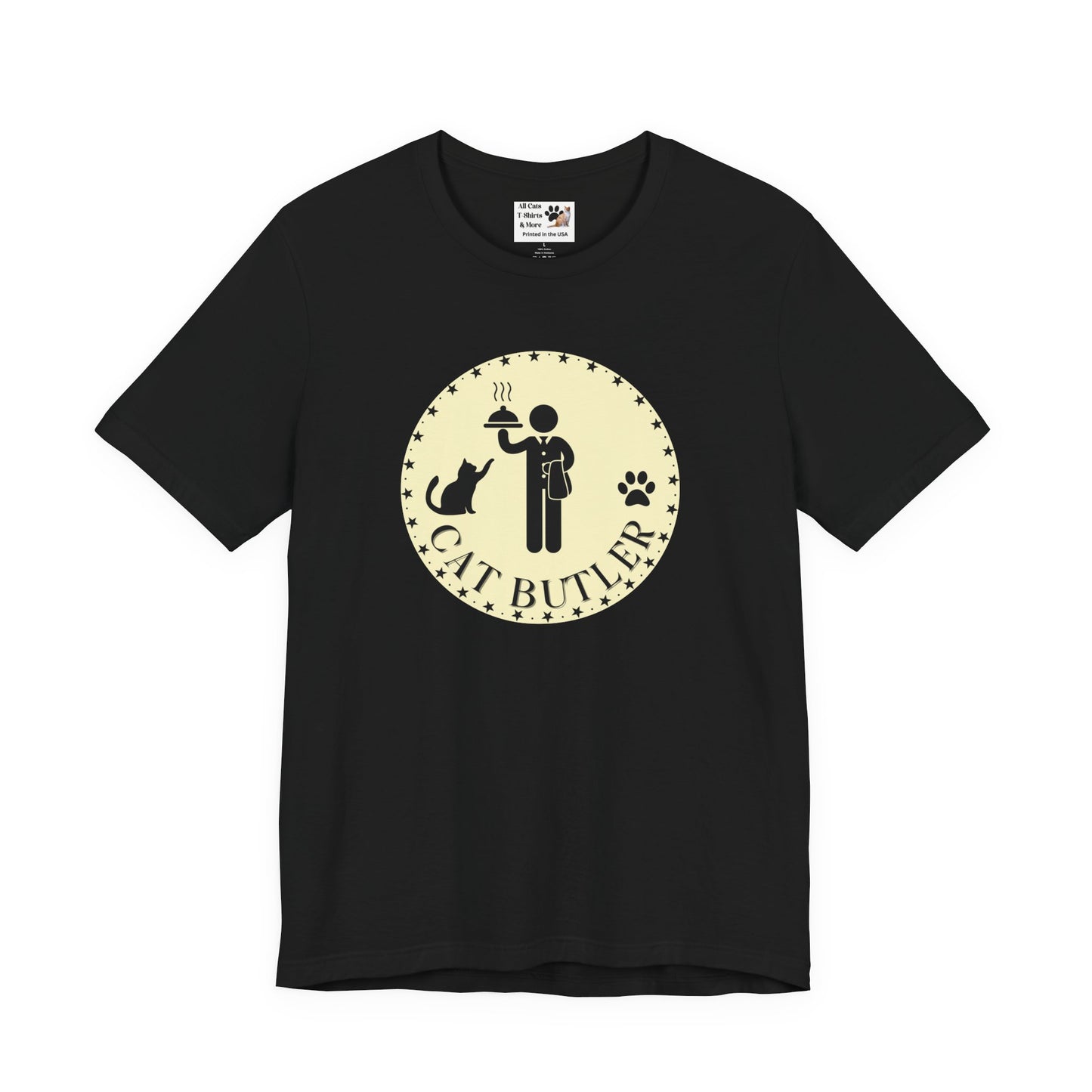 Cat Butler T-Shirt - (Unisex Jersey Tee - Perfect for Cat Lovers)