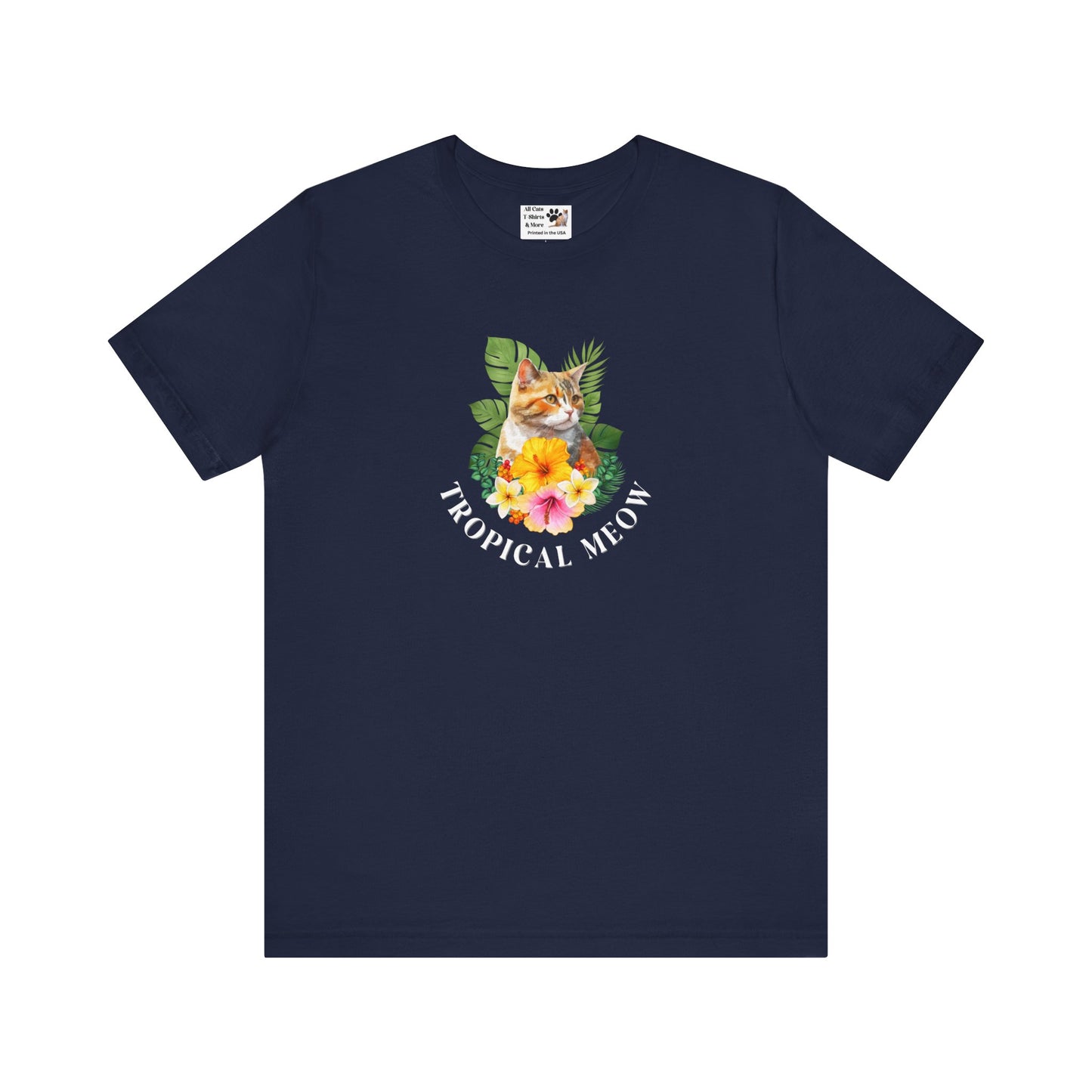 Tropical Meow T-Shirt — Tropical Style Cat Fan Graphic Tee (#3 No Background)