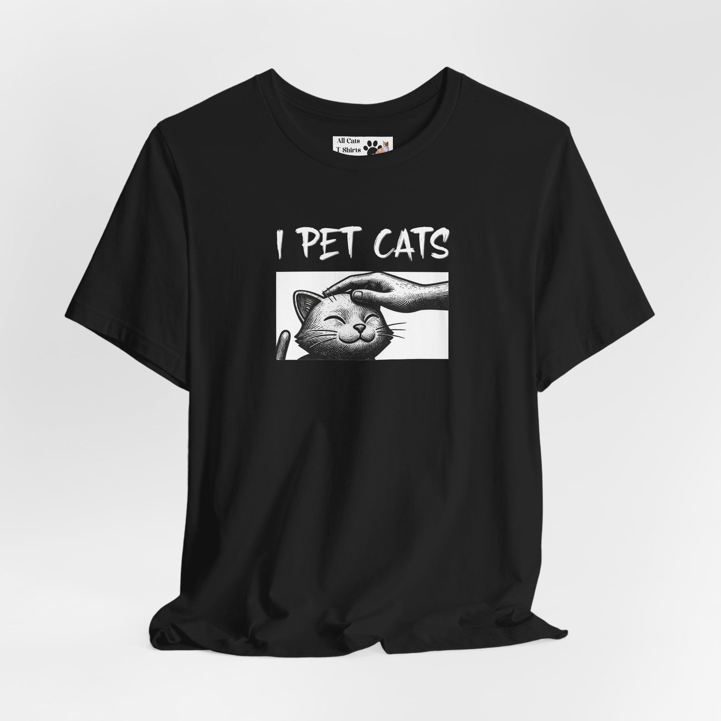 I Pet Cats T‑Shirt - (Cute Cat Head Patting Tee for Cat Lovers)