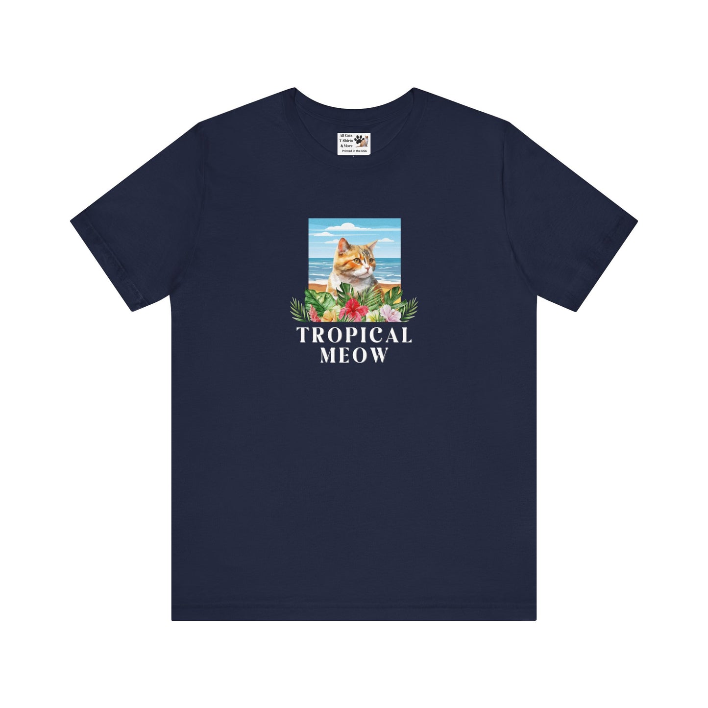 Tropical Meow Cat T-Shirt - (Beachy Cat Graphic Tee #2)