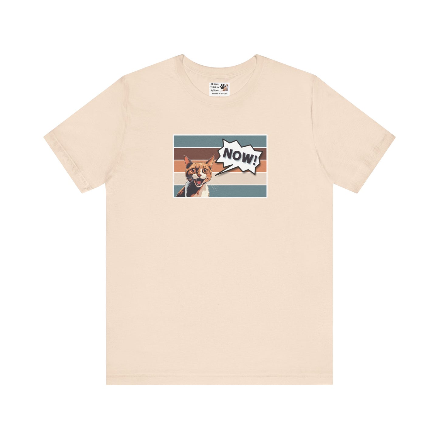 NOW CAT Graphic T-Shirt -Rectangle Design- (Funnny Cat Unisex Jersey Tee - Perfect for Cat Owners!)