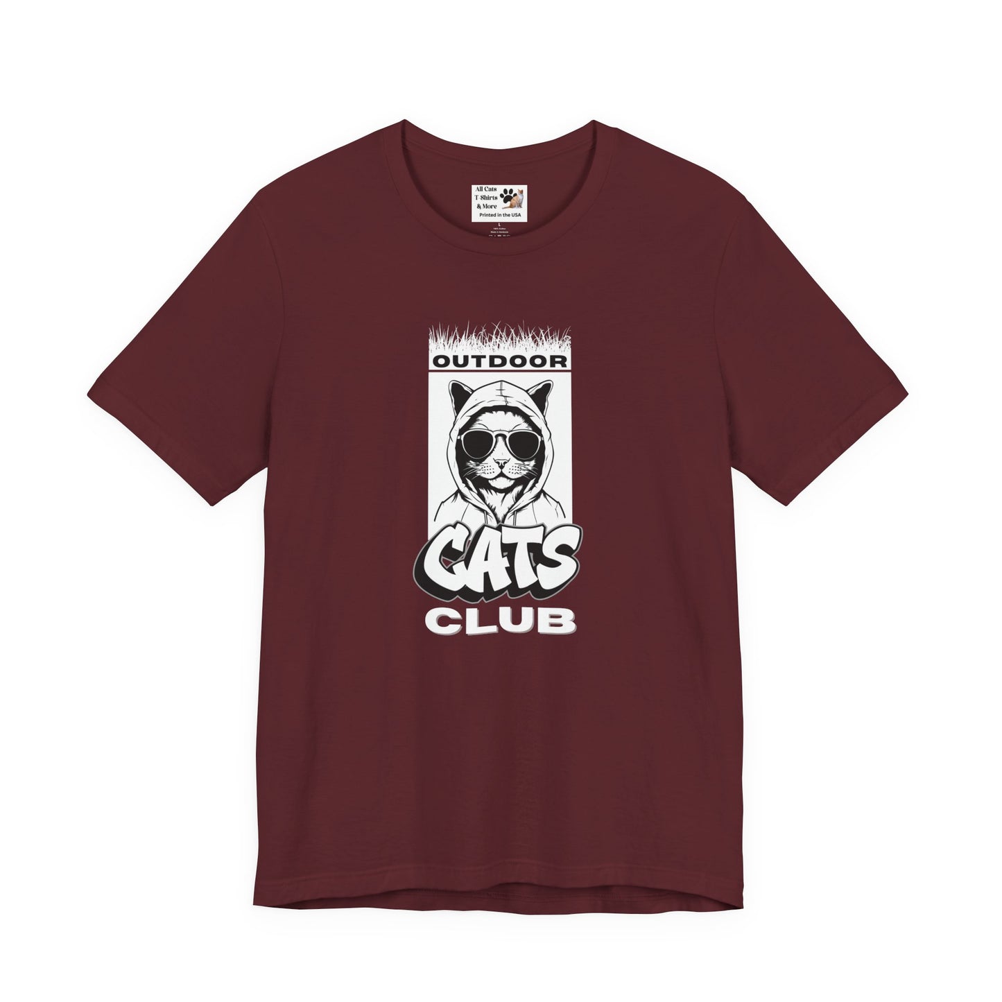 Outdoor Cats Club T-Shirt - (Unisex Jersey Short Sleeve Graphic Tee for Cat Lovers)