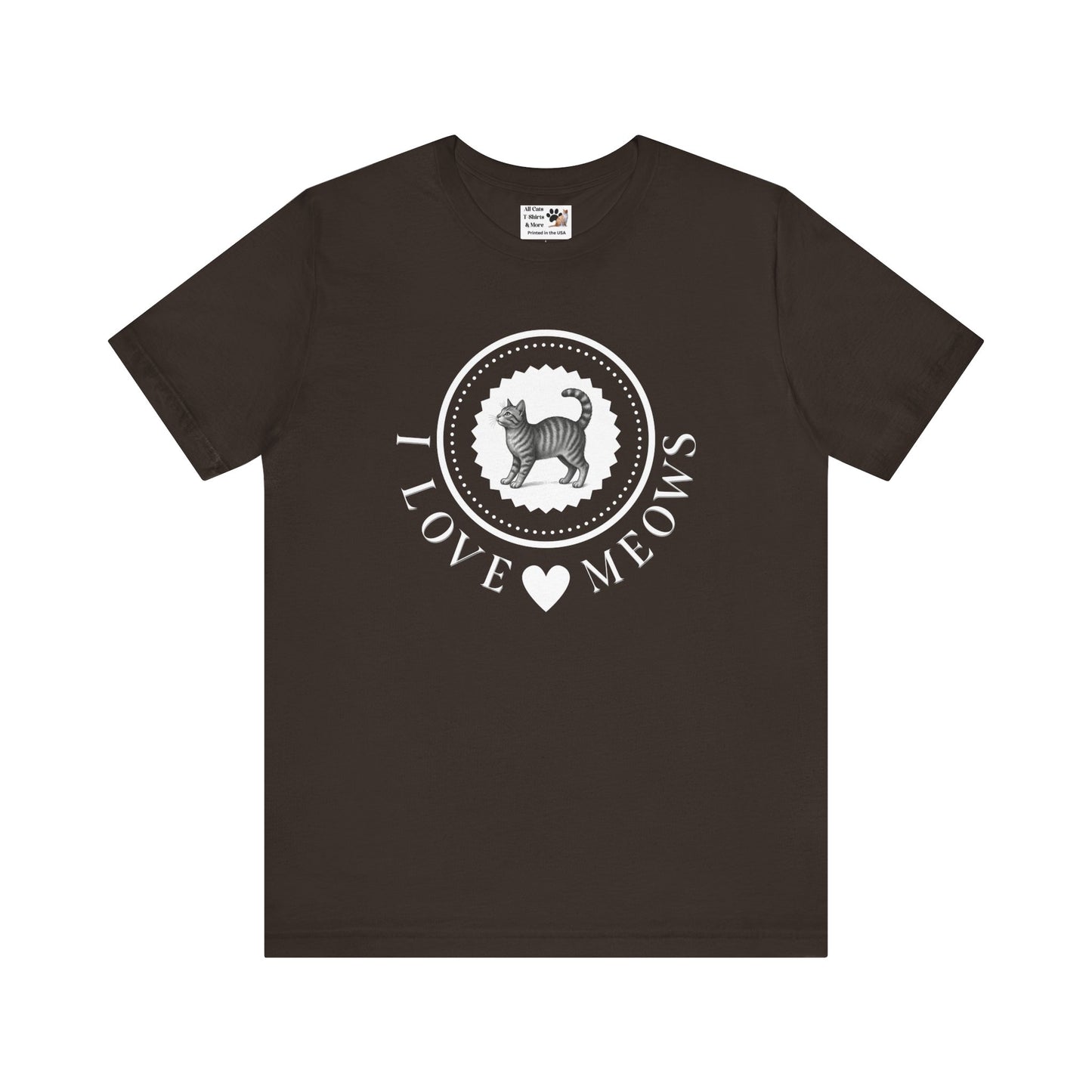 I Love Meows Cat T-Shirt - (Tee #4, Cute Retro Kitty Graphic Tee for Cat Lovers)