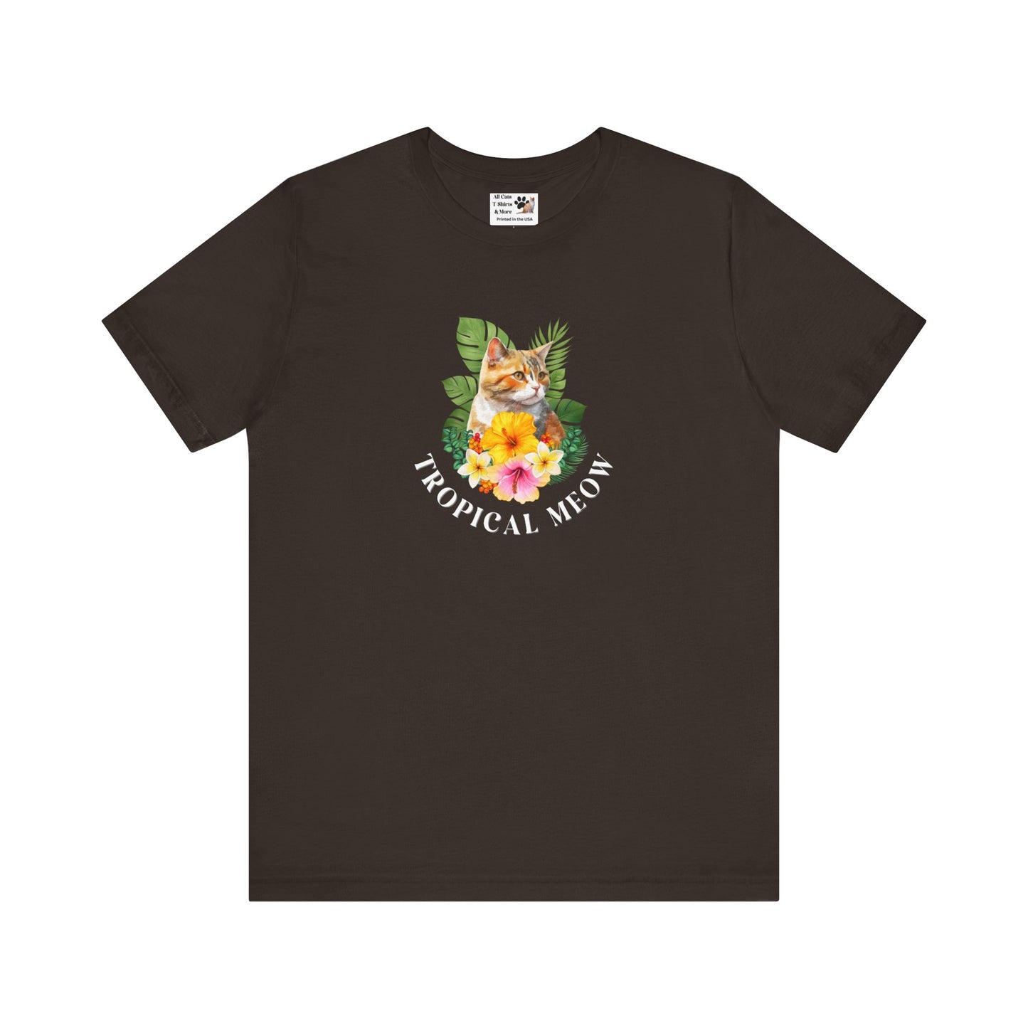 Tropical Meow T-Shirt — Tropical Style Cat Fan Graphic Tee (#3 No Background)