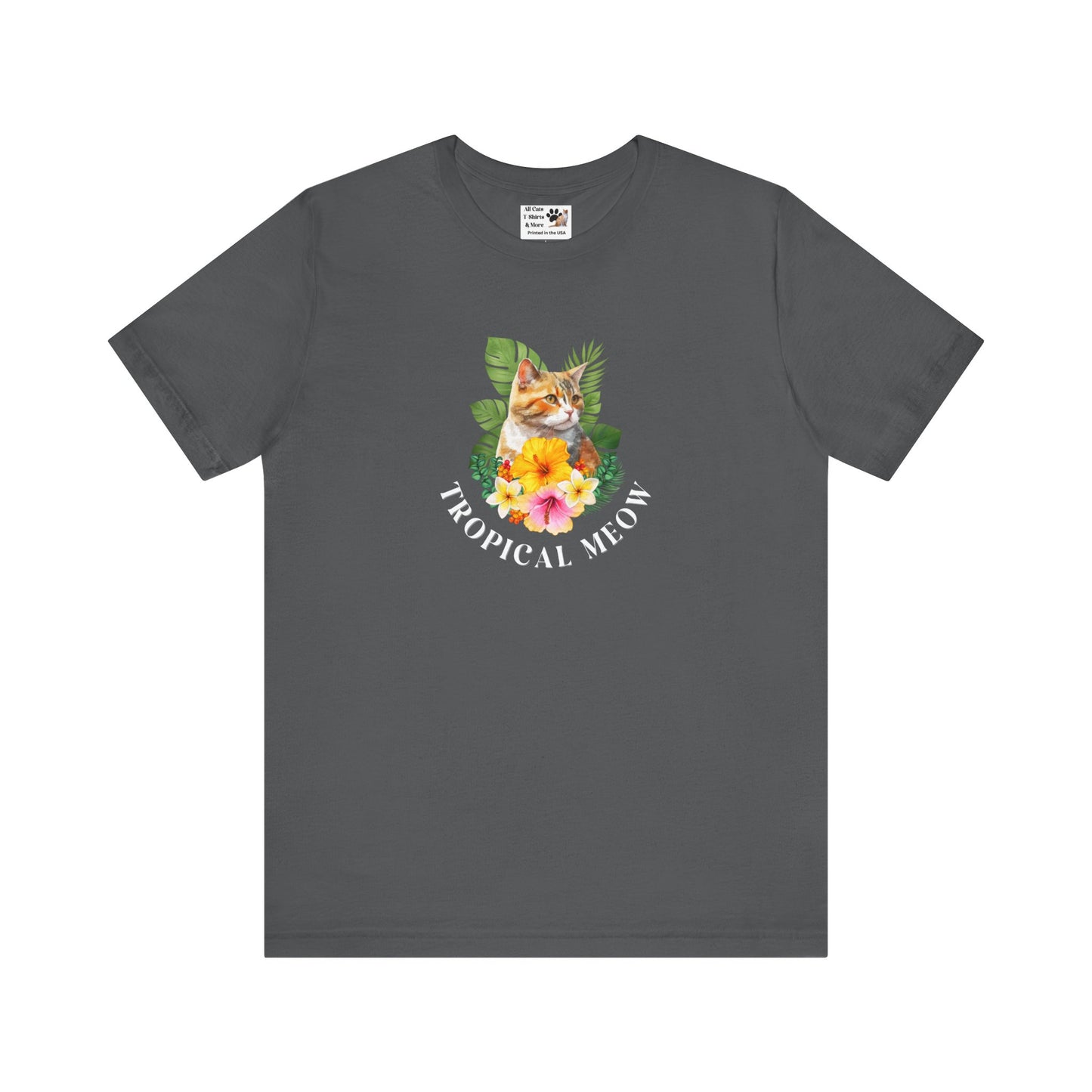 Tropical Meow T-Shirt — Tropical Style Cat Fan Graphic Tee (#3 No Background)