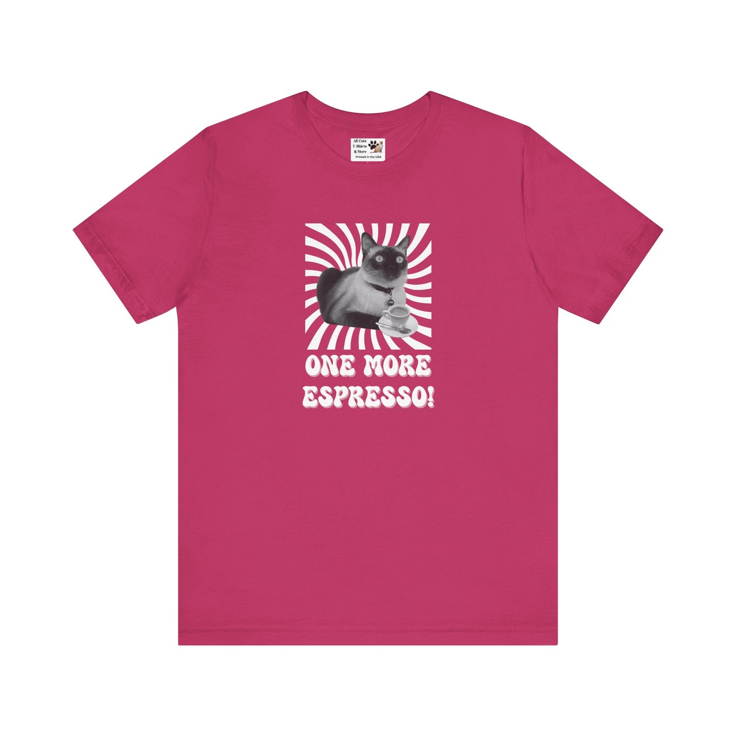 One More Espresso! - (Cat & Coffee T-Shirt #1, Black & White)