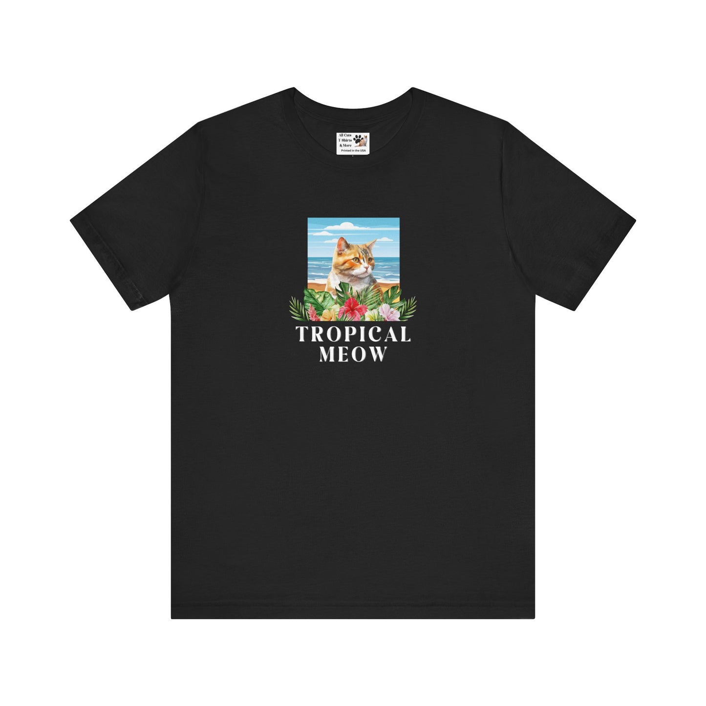 Tropical Meow Cat T-Shirt - (Beachy Cat Graphic Tee #2)