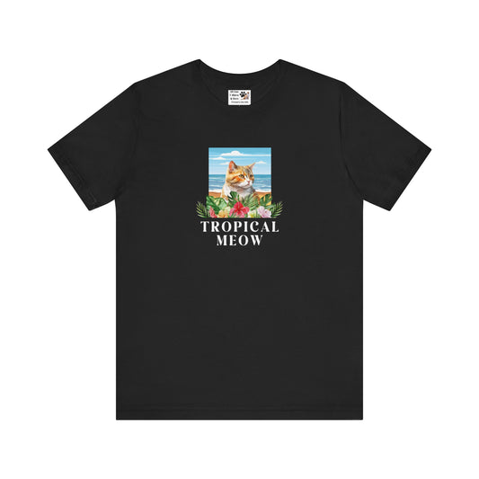 Tropical Meow Cat T-Shirt - (Beachy Cat Graphic Tee #2)