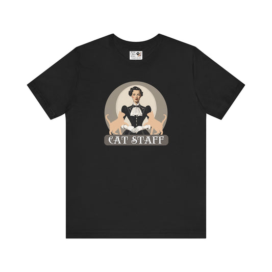 Cat Staff T-Shirt - ("Victorian Era Style" - Unisex Jersey Tee - Perfect for Cat Lovers)