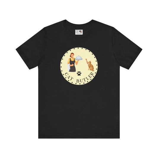 "Cat Butler" T-Shirt - With Vintage Style Design - (Unisex Jersey Short Sleeve Tee - Perfect Gift for Cat Lovers!)